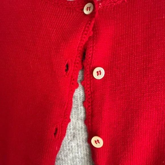 Cherry Red Crochet Cardigan Short Sleeve XL - Picture 3 of 6